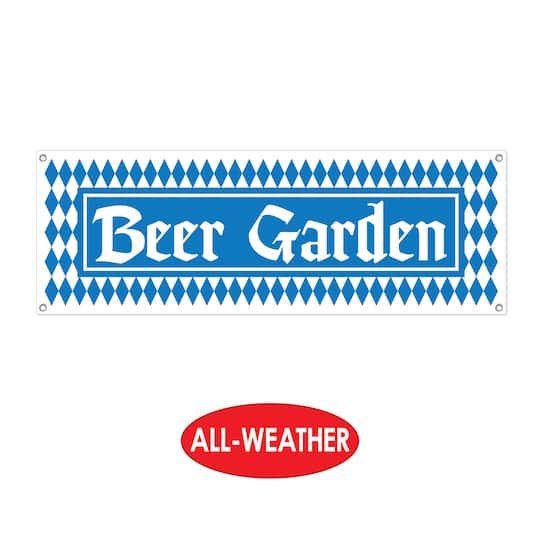 Beistle 5ft. Blue & White Beer Garden Sign Banner